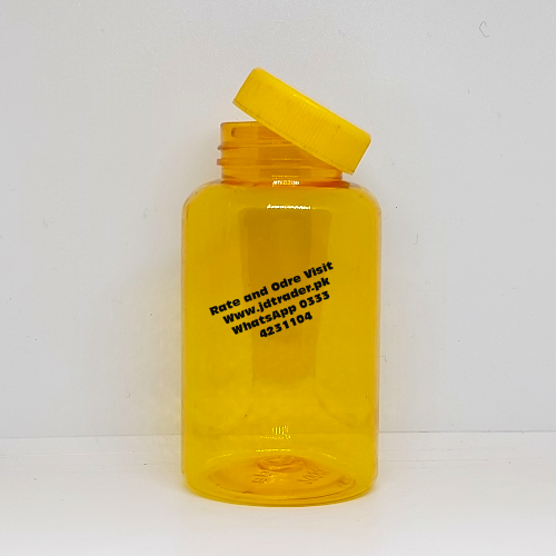 SIMPLE CAP YELLOW 200CC PHARMA JAR PLASTIC
