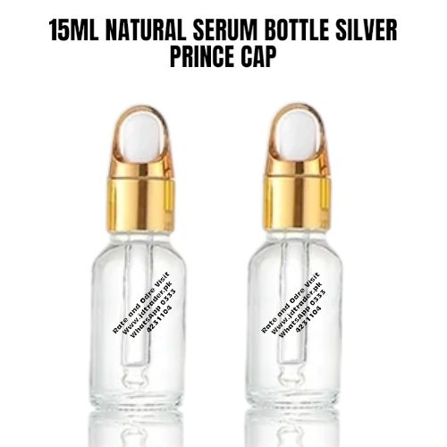 15ML NATURAL GLASS SERUM BOTTLE WITH GOLDEN PRINCE CAP