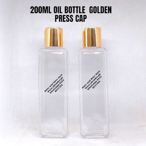 200ML NATURAL OIL SHAMPOO LOTION BOTTLE PLASTIC WITH GOLDEN PRESS CAP
