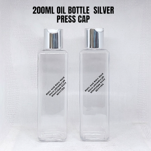 200ML NATURAL OIL SHAMPOO LOTION BOTTLE PLASTIC WITH SILVER PRESS CAP