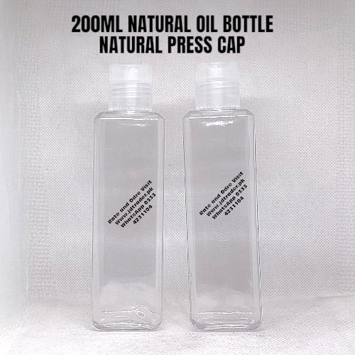 200ML NATURAL OIL SHAMPOO LOTION BOTTLE PLASTIC WITH NATURAL PRESS CAP