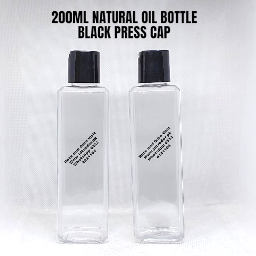 200ML NATURAL OIL SHAMPOO LOTION BOTTLE PLASTIC WITH BLACK PRESS CAP