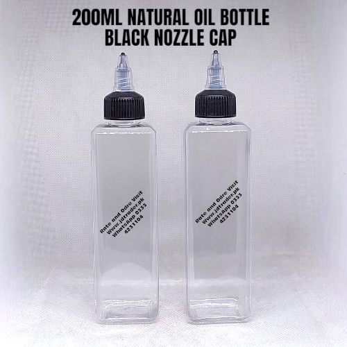 200ML NATURAL OIL SHAMPOO LOTION BOTTLE PLASTIC WITH BLACK NOZZLE CAP