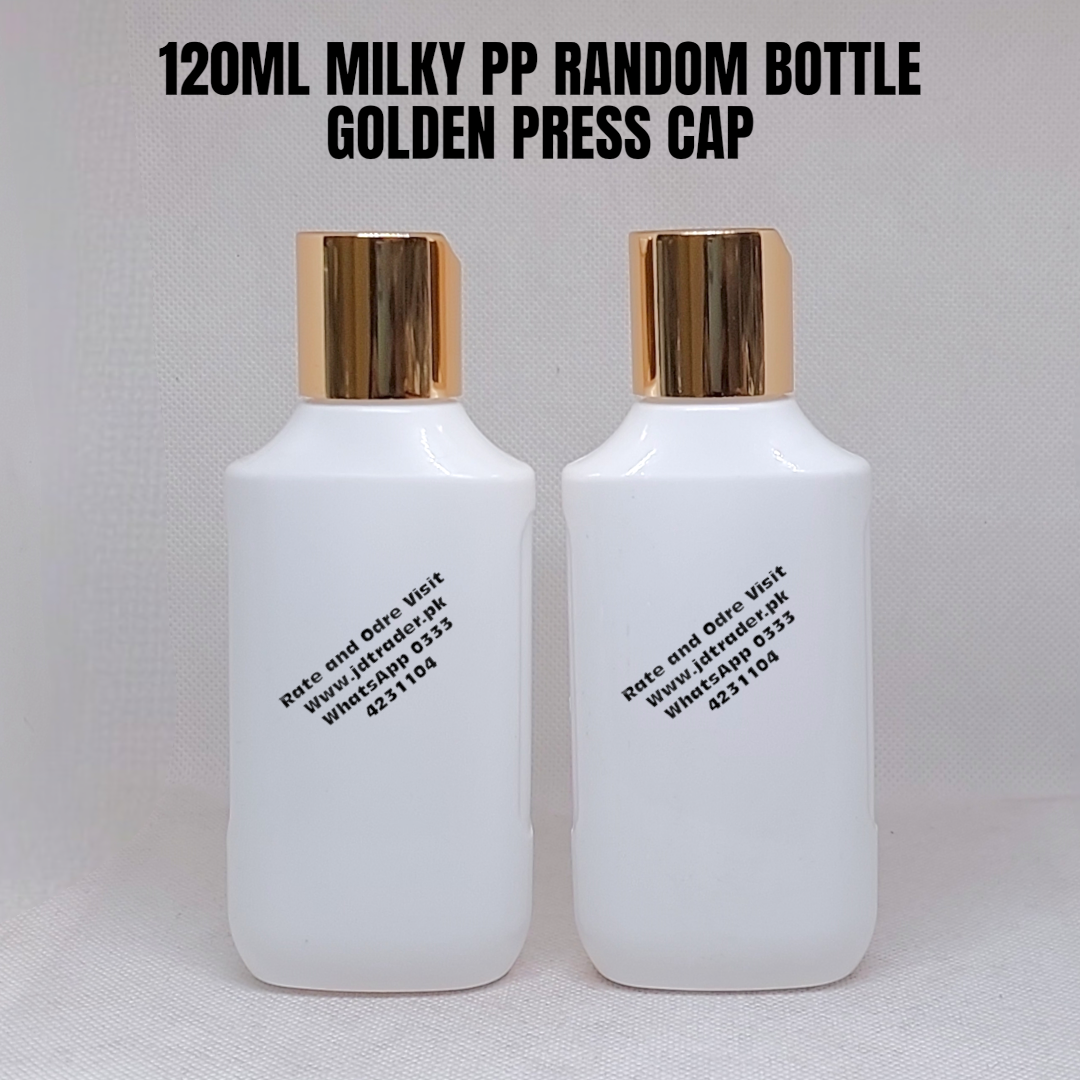 120ML PP RANDOM MILKY BOTTLE WITH GOLDEN PRESS CAP