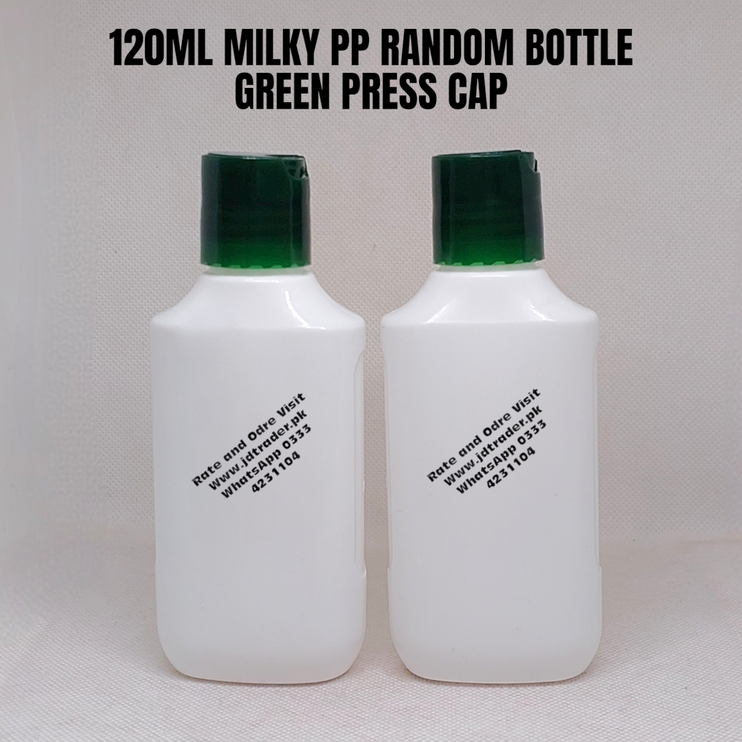 120ML PP RANDOM MILKY BOTTLE WITH GREEN PRESS CAP