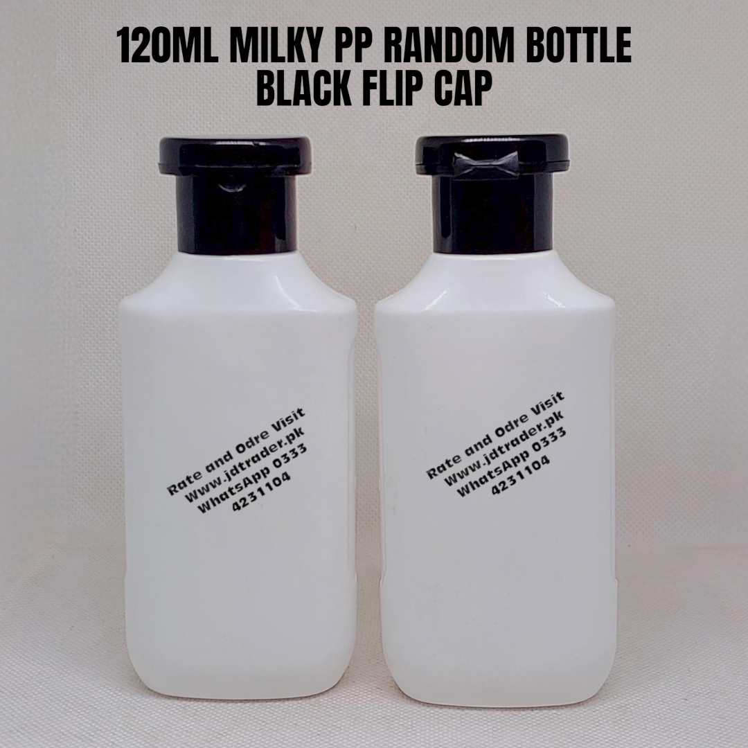 120ML PP RANDOM MILKY BOTTLE WITH BLACK FLIP CAP