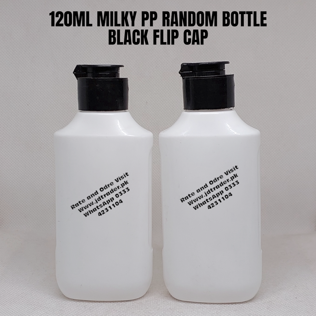 120ML PP RANDOM MILKY BOTTLE WITH BLACK FLIP CAP