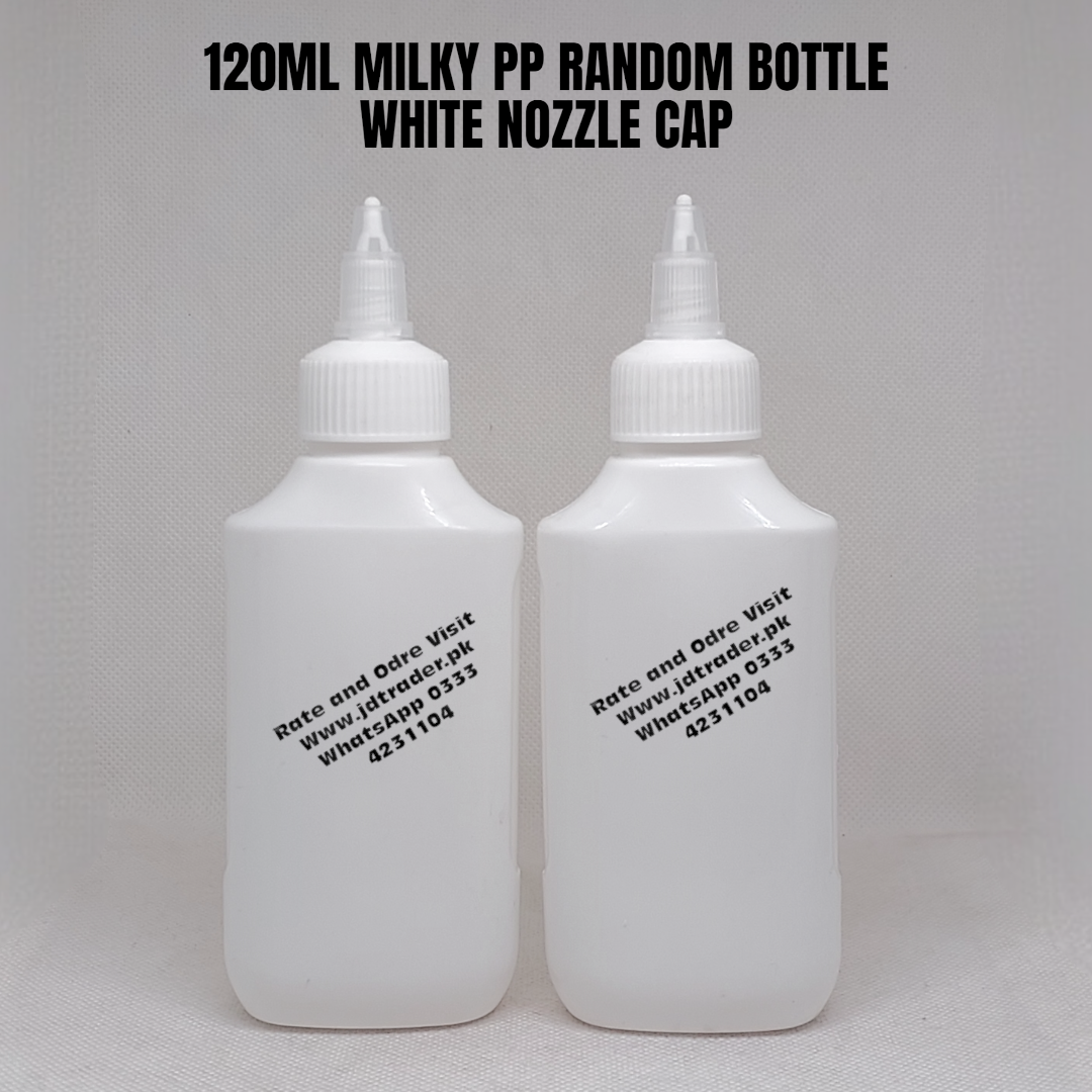 120ML PP RANDOM MILKY BOTTLE WITH WHITE NOZZLE CAP