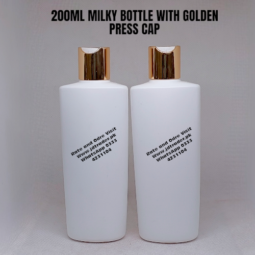 200ML MILKY BOTTLE WITH GOLDEN PRESS CAP