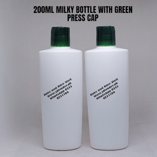 200ML MILKY BOTTLE WITH GREEN PRESS CAP