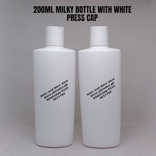 200ML MILKY BOTTLE WITH WHITE PRESS CAP