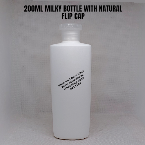 200ML MILKY BOTTLE WITH NATURAL FLIP CAP