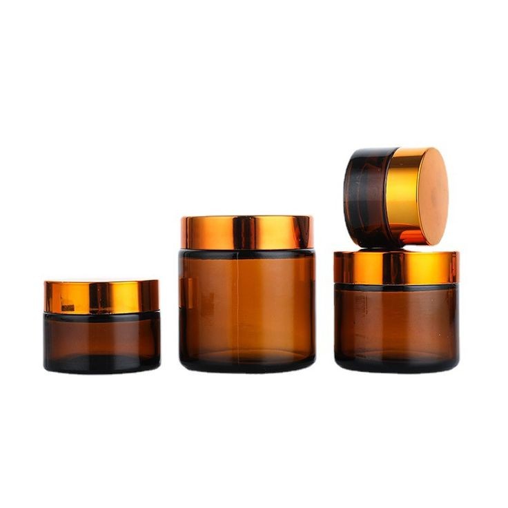 Glass AMBAR JAR ALL SIZE GOLD CAP