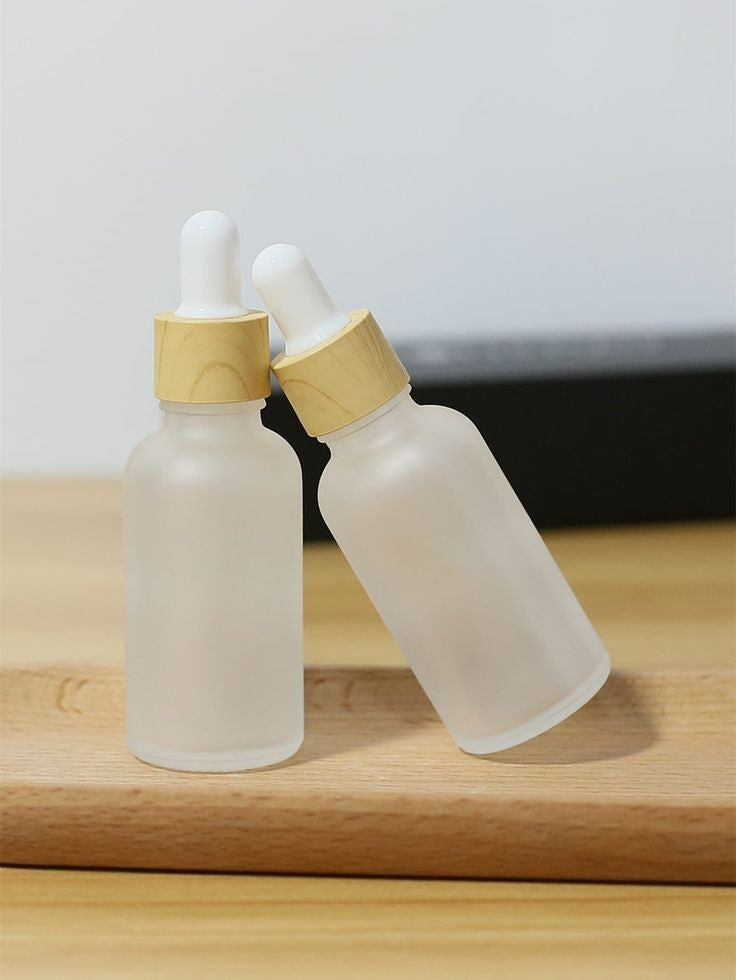 GLASS Serum  BOTTAL AL SIZE wood Cap 30 Ml frosted